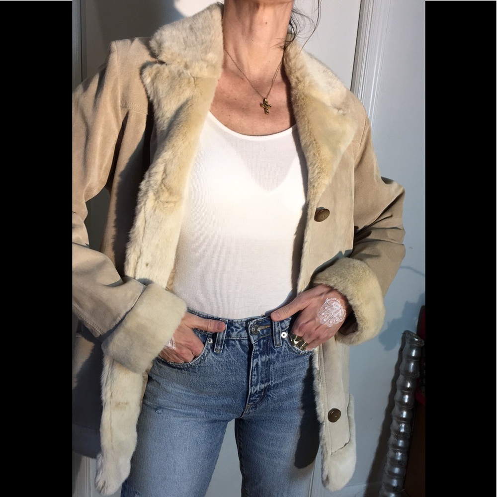 🚫SOLD🚫 VGT 1970s 100% Leather Suede Fur Coat - Picture 5 of 8